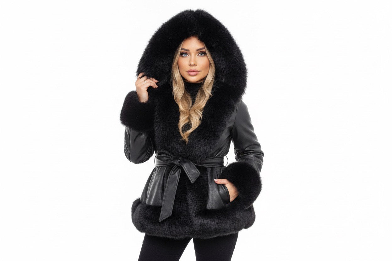 Wiązany płaszcz zimowy z kapturem | Biały - Wygodny i chroniący  Cena promocyjna