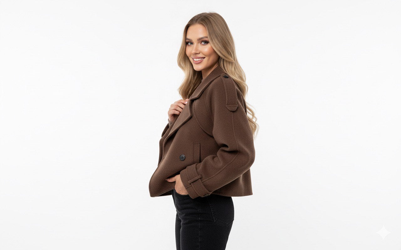 Damska kurtka z kapturem typu coffee wol - casualowa i wygodna
